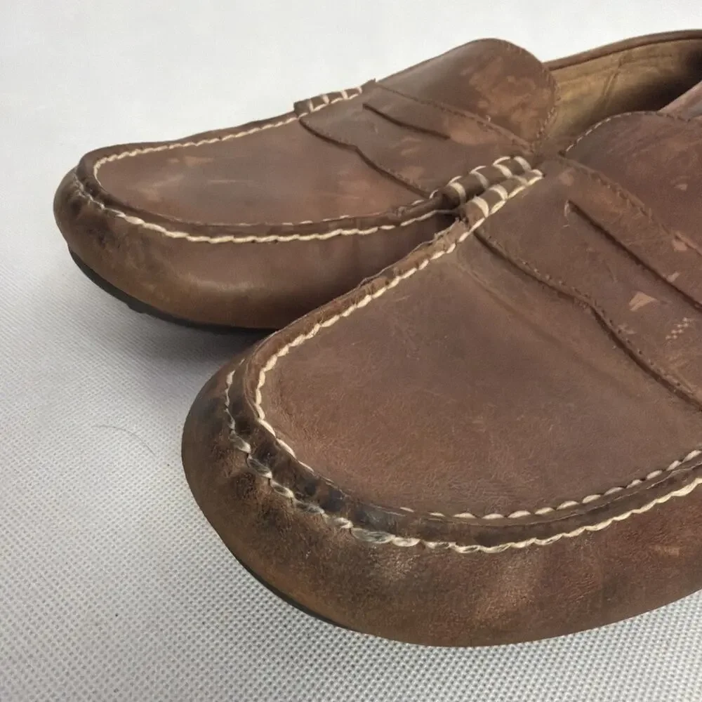 Polo Ralph Lauren Wes Penny Loafers Mens 14 D Brown Leather Driving Moccasin